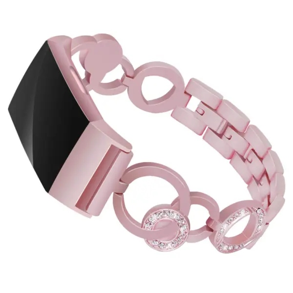 Fb.m73.pg Main Pink Gold StrapsCo Alloy Watch Bracelet Band Strap With Rhinestones For Fitbit Charge 3
