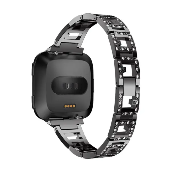 Fb.m84.mb Main Black StrapsCo Alloy Watch Bracelet Band Strap With Rhinestones For Fitbit Versa
