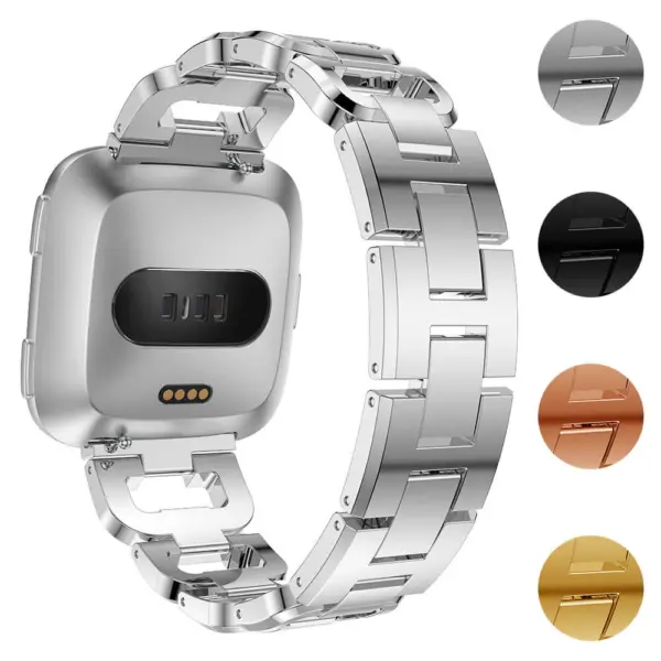 Fb.m85.ss Gallery Silver StrapsCo D Link Alloy Watch Bracelet Band Strap With Rhinestones For Fitbit Versa