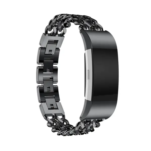 Fb.m78.mb Front Black StrapsCo Alloy Chain Link Watch Bracelet Band Strap For Fitbit Charge 2