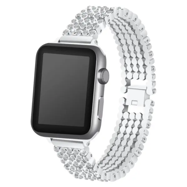 A.m16.ss Main Silver StrapsCo Alloy Metal Link Watch Bracelet Band With Rhinestones For Apple Watch Series 1234 38mm 40mm 42mm 44mm