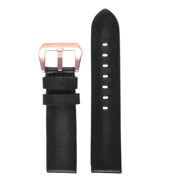 Ks1.1.rg Top Vintage Leather Distressed Strap In Black W Rose Gold Buckle