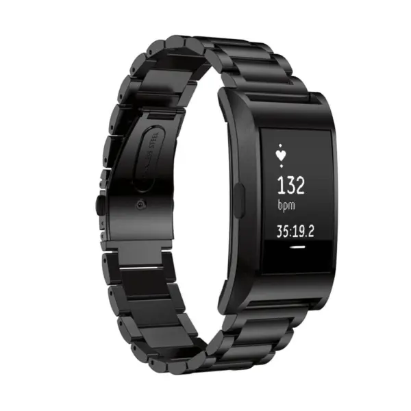 fb.m20.mb Stainless Steel H Link Bracelet Smart Watch Strap Band w Frame Housing in Black 2