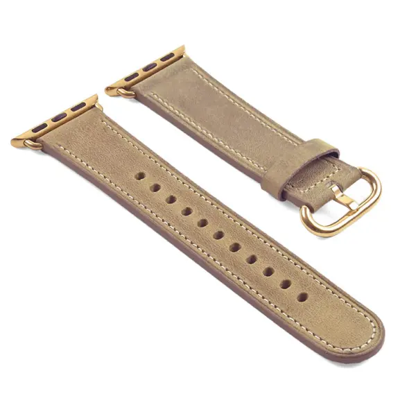 a.l2.17.yg DASSARI Soft Finish Leather Strap in Beige w Yellow Gold Buckle