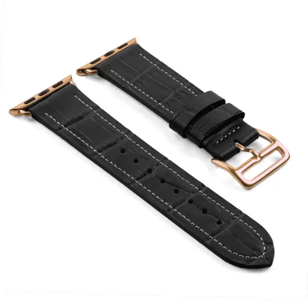 a.l10.7.rg DASSARI Croc Embossed Leather Strap for Apple in Grey w Rose Gold Buckle