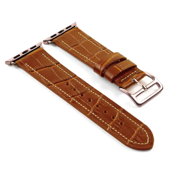 a.l10.3.rg DASSARI Croc Embossed Leather Strap for Apple in Tan w Rose Gold Buckle
