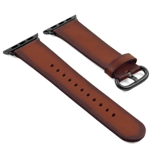 a.l4.2.mb DASSARI Vintage Leather Strap For Apple in Brown with Black Buckle