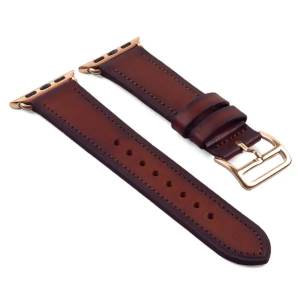 a.l3.3.rg DASSARI Vintage Leather Strap in Tan w Rose Gold Buckle