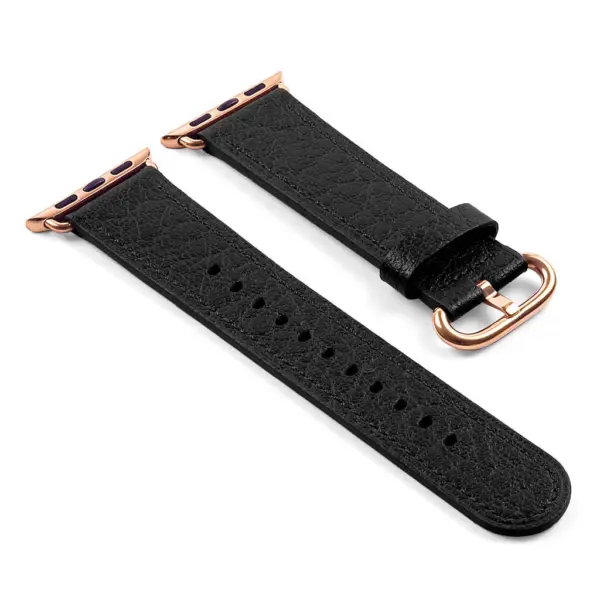 a.l9.1.rg DASSARI Leather Strap For Apple in Black with Rose Yellow Buckle 2