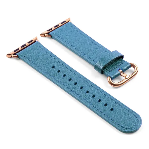 a.l9.5a.rg DASSARI Leather Strap For Apple in Light Blue with a Rose Gold Buckle