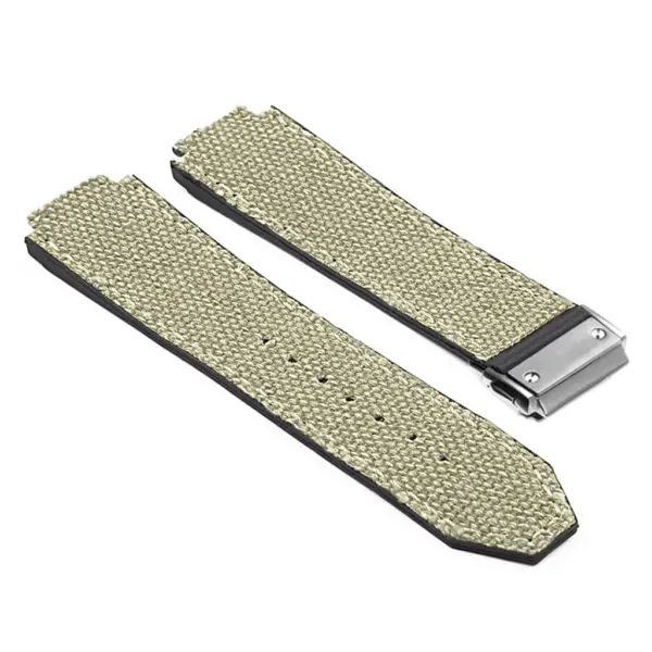 Hb.l3.22.bs DASSARI Canvas Strap For Hublot Big Bang W Brushed Stainless Steel Buckle In White