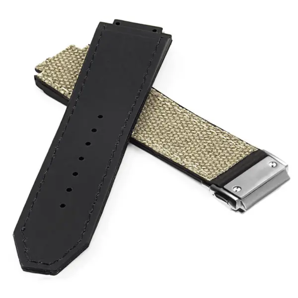Hb.l3.22.bs DASSARI Canvas Strap For Hublot Big Bang W Brushed Stainless Steel Buckle In White 2