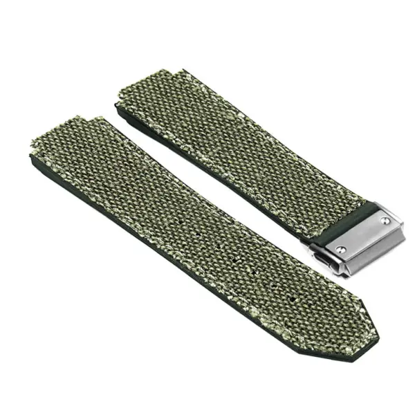Hb.l3.11.bs DASSARI Canvas Strap For Hublot Big Bang W Brushed Stainless Steel Buckle In Green