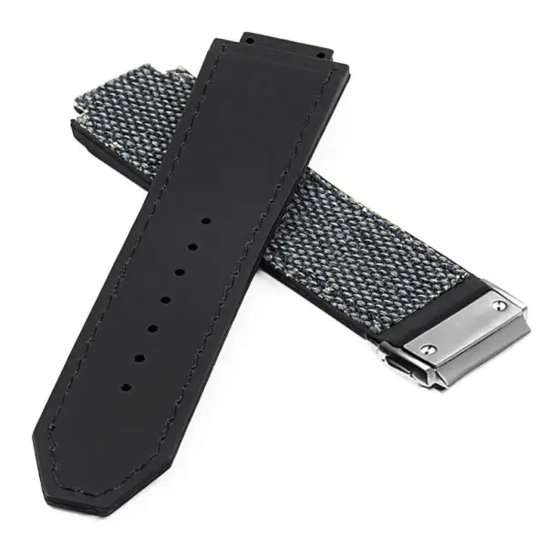 Hb.l3.5.bs DASSARI Canvas Strap For Hublot Big Bang W Brushed Stainless Steel Buckle In Blue 2