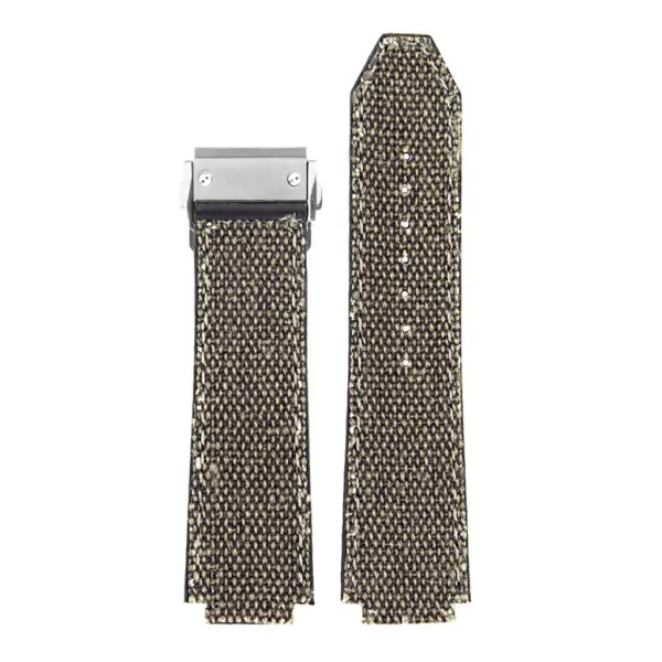 Hb.l3.2.bs DASSARI Canvas Strap For Hublot Big Bang W Brushed Stainless Steel Buckle In Brown 3