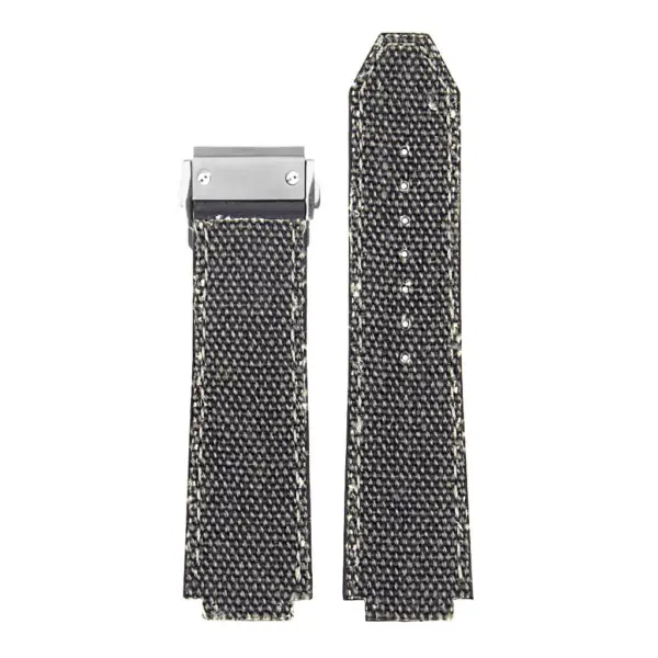 Hb.l3.1.bs DASSARI Canvas Strap For Hublot Big Bang W Brushed Stainless Steel Buckle In Black 3