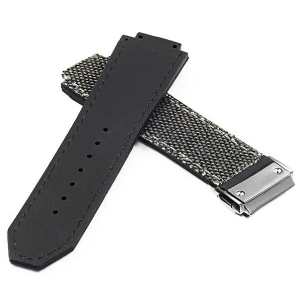 Hb.l3.1.bs DASSARI Canvas Strap For Hublot Big Bang W Brushed Stainless Steel Buckle In Black 2