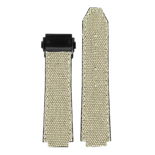 Hb.l3.22.mb DASSARI Canvas Strap For Hublot Big Bang W Matte Black Buckle In White 3