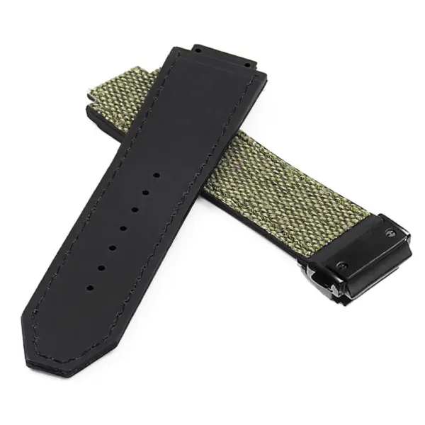Hb.l3.11.mb DASSARI Canvas Strap For Hublot Big Bang W Matte Black Buckle In Green 2