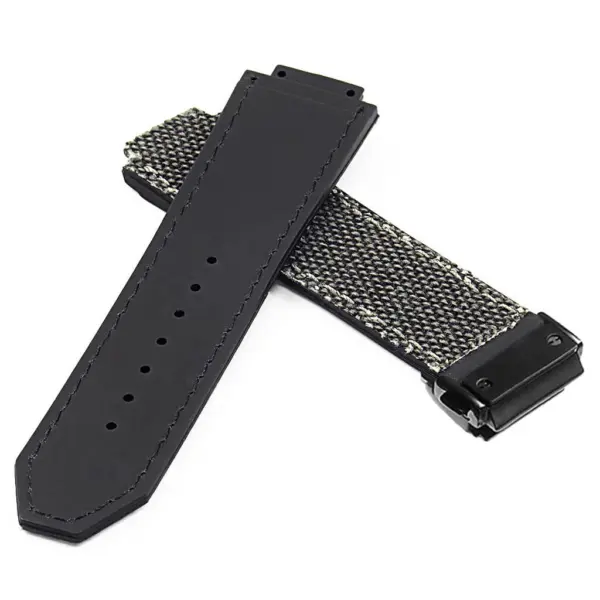 Hb.l3.1.mb DASSARI Canvas Strap For Hublot Big Bang W Matte Black Buckle In Black 2