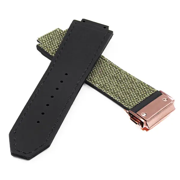 Hb.l3.11.rg DASSARI Canvas Strap For Hublot Big Bang W Rose Gold Buckle In Green 2