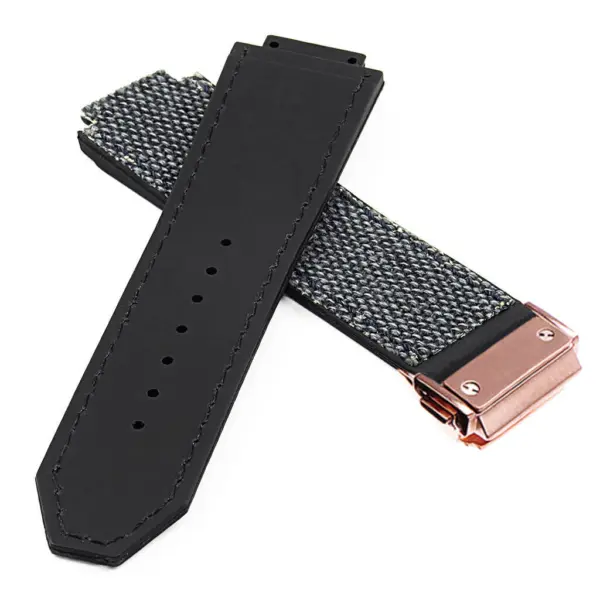 Hb.l3.5.rg DASSARI Canvas Strap For Hublot Big Bang W Rose Gold Buckle In Blue 2