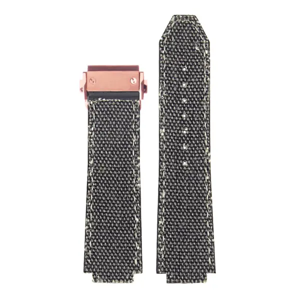 Hb.l3.1.rg DASSARI Canvas Strap For Hublot Big Bang W Rose Gold Buckle In Black 3