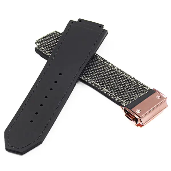 Hb.l3.1.rg DASSARI Canvas Strap For Hublot Big Bang W Rose Gold Buckle In Black 2