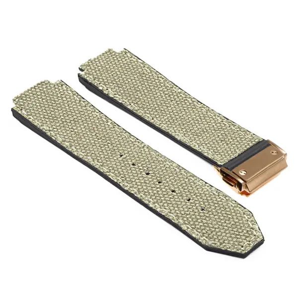 Hb.l3.22.yg DASSARI Canvas Strap For Hublot Big Bang W Yellow Gold Buckle In White