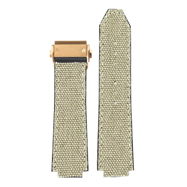 Hb.l3.22.yg DASSARI Canvas Strap For Hublot Big Bang W Yellow Gold Buckle In White 3