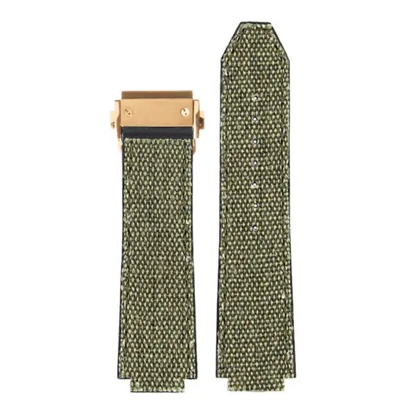 Hb.l3.11.yg DASSARI Canvas Strap For Hublot Big Bang W Yellow Gold Buckle In Green 3