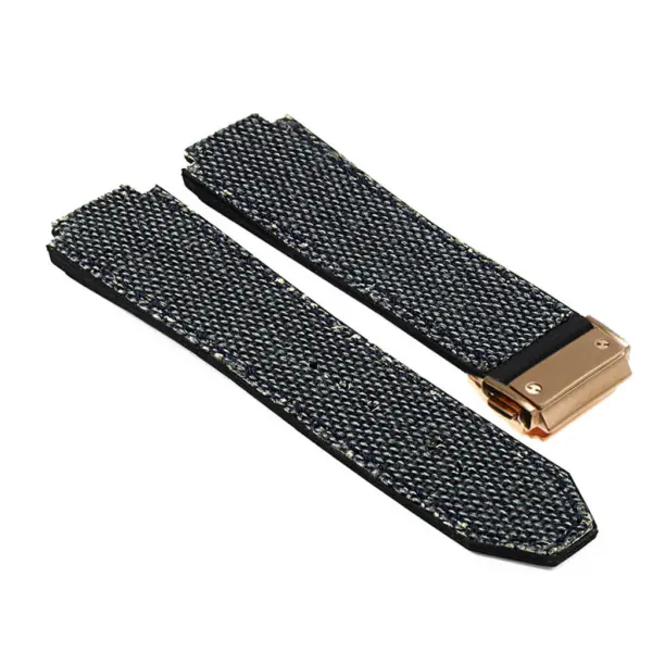 Hb.l3.5.yg DASSARI Canvas Strap For Hublot Big Bang W Yellow Gold Buckle In Blue