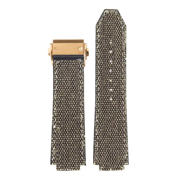 Hb.l3.2.yg DASSARI Canvas Strap For Hublot Big Bang W Yellow Gold Buckle In Brown 3