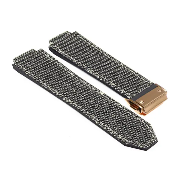 Hb.l3.1.yg DASSARI Canvas Strap For Hublot Big Bang W Yellow Gold Buckle In Black