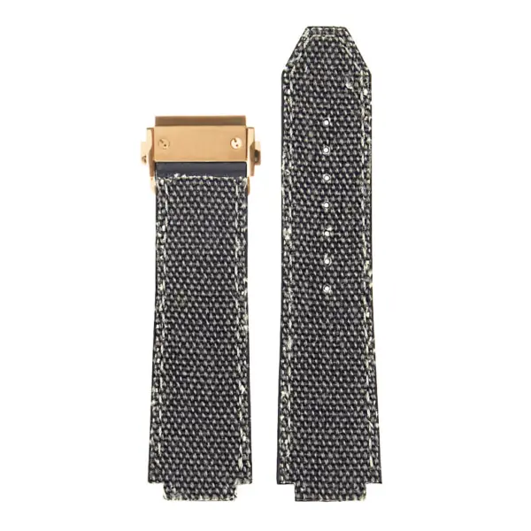 Hb.l3.1.yg DASSARI Canvas Strap For Hublot Big Bang W Yellow Gold Buckle In Black 3