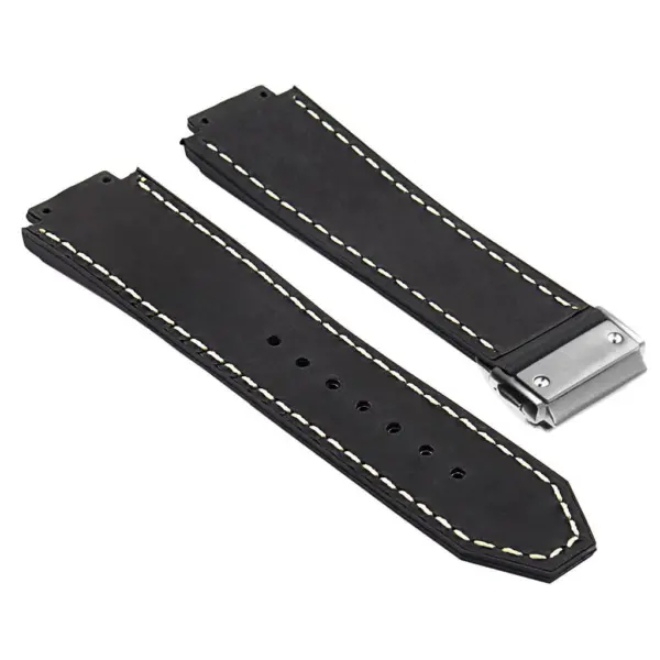 Hb.l1.1.bs DASSARI Suede Strap For Hublot Big Bang W Brushed Stainless Steel Buckle In Black