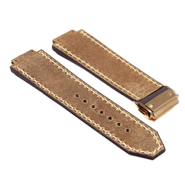 Hb.l1.17.yg DASSARI Suede Strap For Hublot Big Bang W Yellow Gold Buckle In Beige