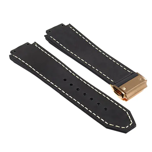 Hb.l1.1.yg DASSARI Suede Strap For Hublot Big Bang W Yellow Gold Buckle In Black