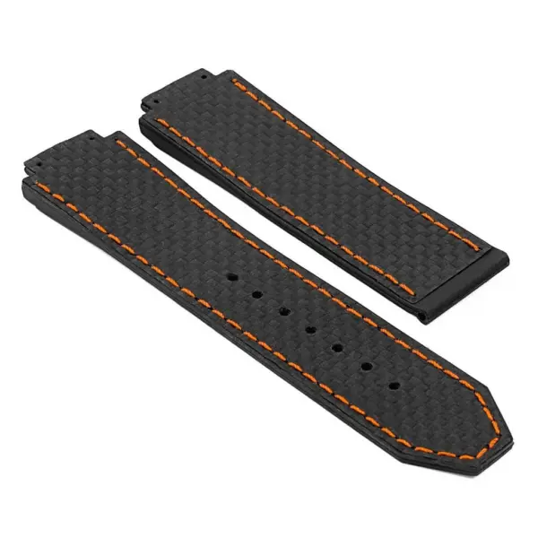 p623.1.1.12 DASSARI Carbon Fiber Band for Hublot Big Bang in Black w Orange Stitching