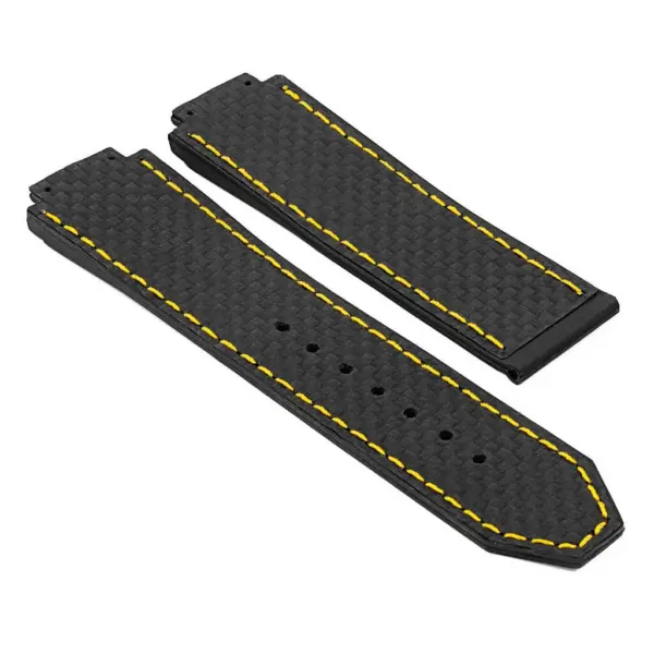 p623.1.1.10 DASSARI Carbon Fiber Band for Hublot Big Bang in Black w Yellow Stitching