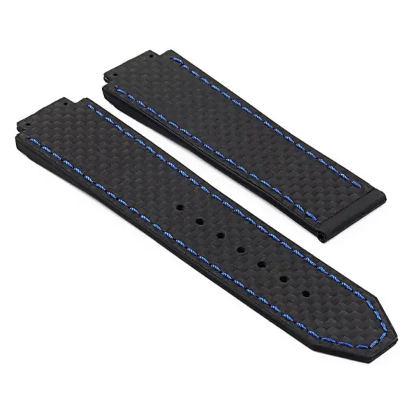 p623.1.1.5 DASSARI Carbon Fiber Band for Hublot Big Bang in Black w Blue Stitching
