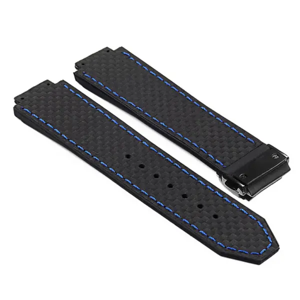 P623.1.5.mb DASSARI Carbon Fiber Band For Hublot Big Bang W Matte Black Buckle In Black W Blue Stitching