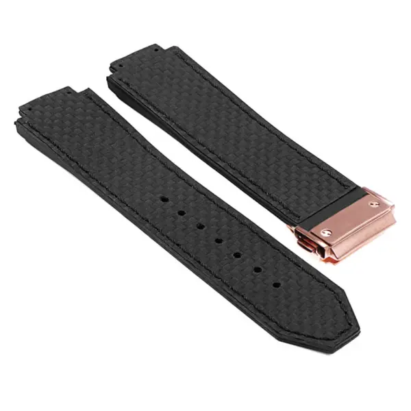 P623.1.1.rg DASSARI Carbon Fiber Band For Hublot Big Bang W Rose Gold Buckle In Black