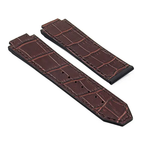 p622.2 DASSARI Croc Embossed leather Strap in Brown