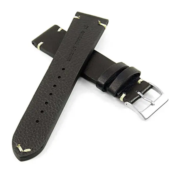DASSARI Regal ds7.1 Vintage Leather Strap with Hand Sewn Stitching in Black