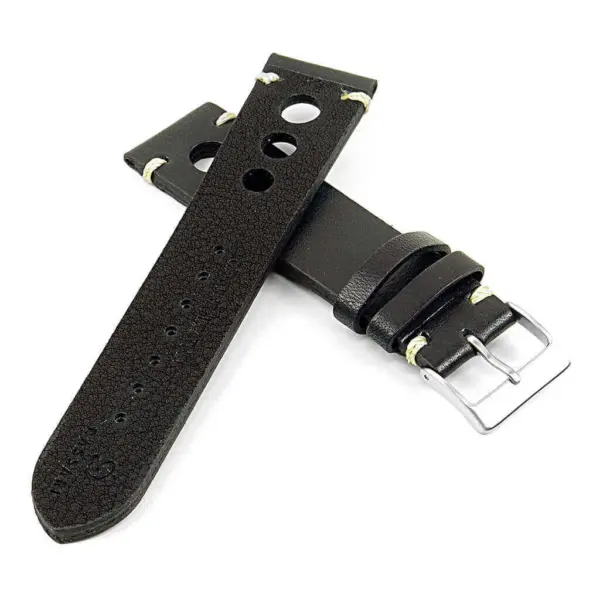 DASSARI Maranello ra3.1 Hand Finished Vintage Italian Leather Rally Strap in Black