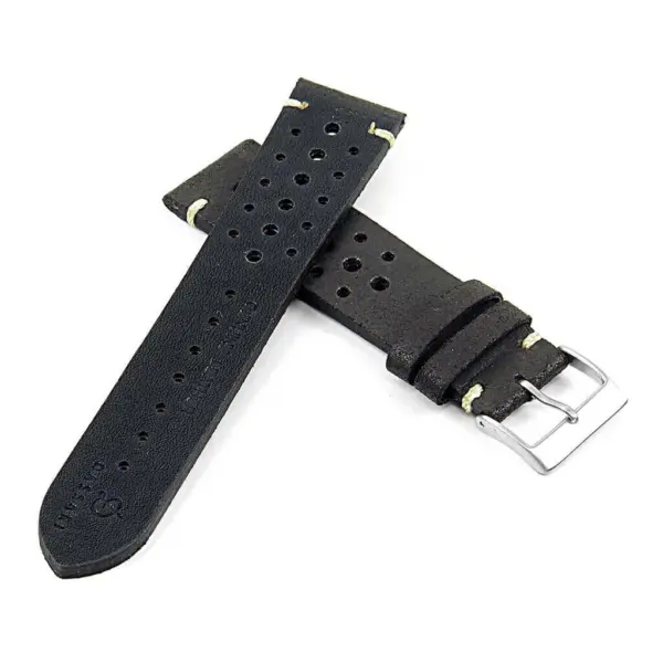DASSARI Speedster ra2.1 Perforated Vintage Leather Rally Strap in black