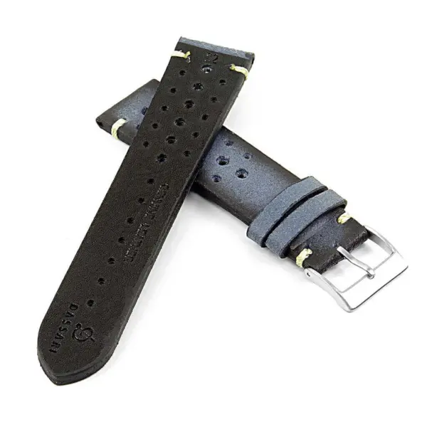 DASSARI Speedster ra2.5 Perforated Vintage Leather Rally Strap in Blue