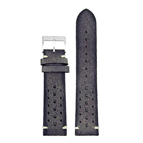 DASSARI Speedster ra2.7 Perforated Vintage Leather Rally Strap in Grey