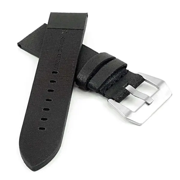 DASSARI Opus ps2.1 Thick Distressed Italian Leather Strap in Black
